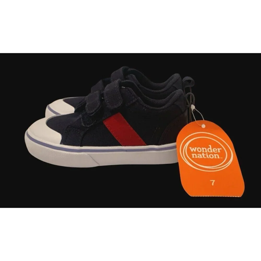Wonder Nation Toddler Boys Casual 2 Strap Sneakers Size 7 Blue Red White
